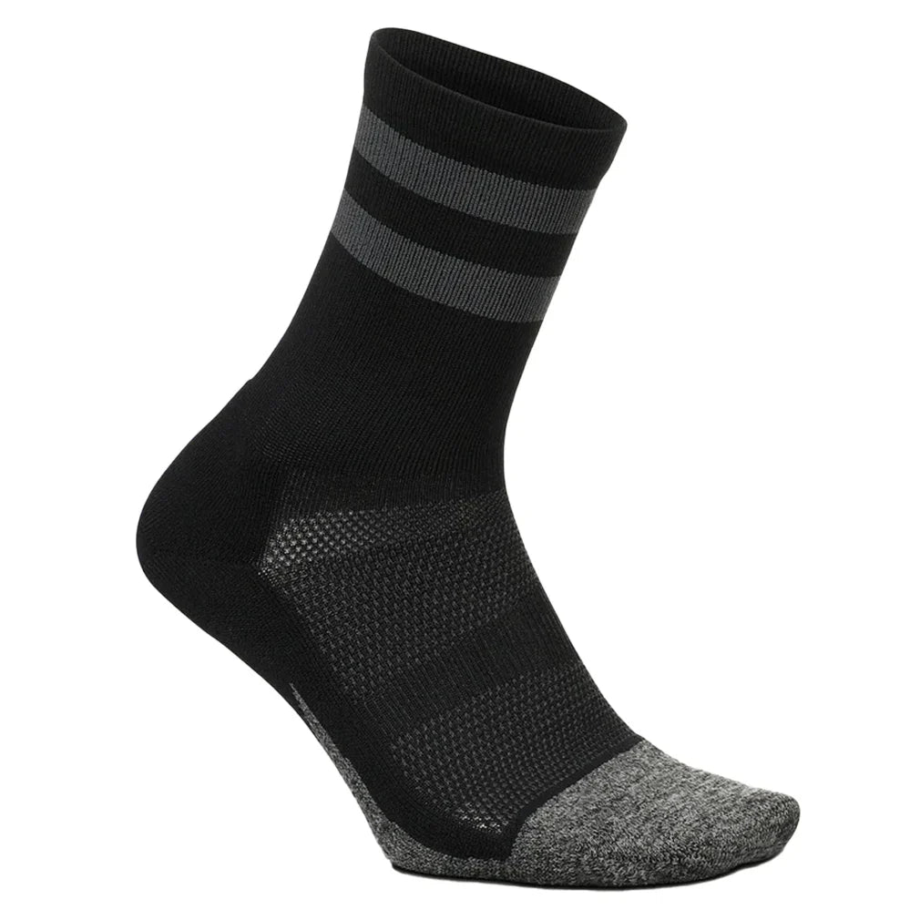 Elite Light Cushion Mini Crew Socks Black High Top Stripe FEETURES M