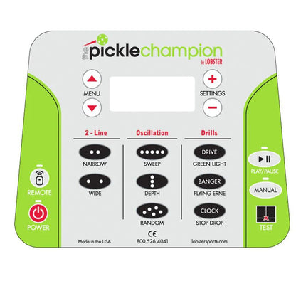 Pickle Champion with 20-Function Wi-Fi Remote Control for Apple Pickleball Machines LOBSTER