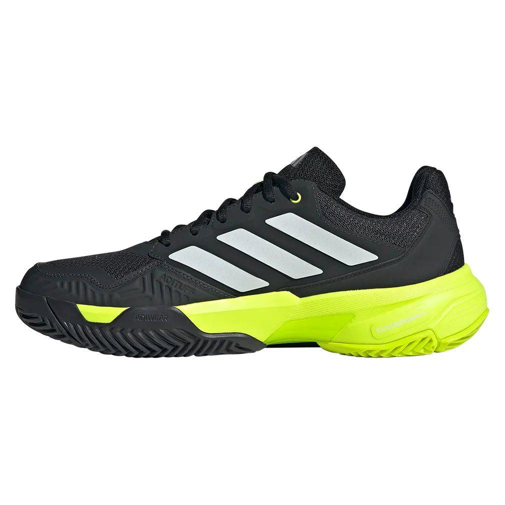 Men`s CourtJam Control 3 Tennis Shoes Carbon and Lucid Lemon ADIDAS