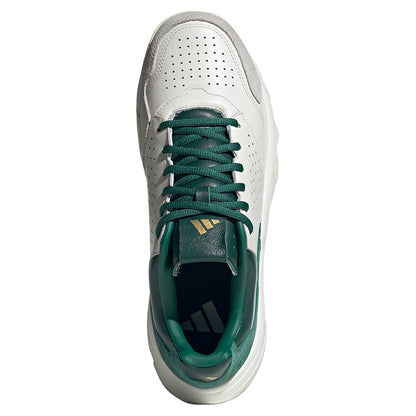 Juniors' CourtJam Control 3 Premium Tennis Shoes White and Collegiate Green ADIDAS
