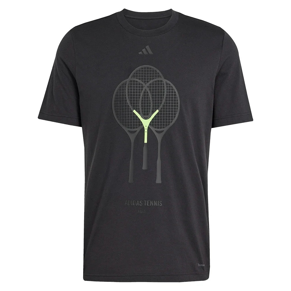 Men`s Racquet Graphic Tennis Tee Black MENS APPAREL ADIDAS Black S