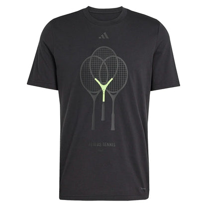 Men`s Racquet Graphic Tennis Tee Black MENS APPAREL ADIDAS Black S