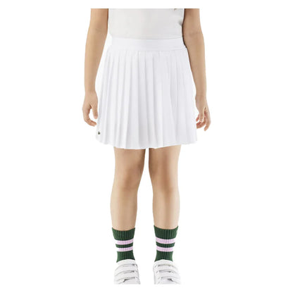 Girls' Pleated Poly Tennis Skort with Shorts Blanc LACOSTE 10A Blanc