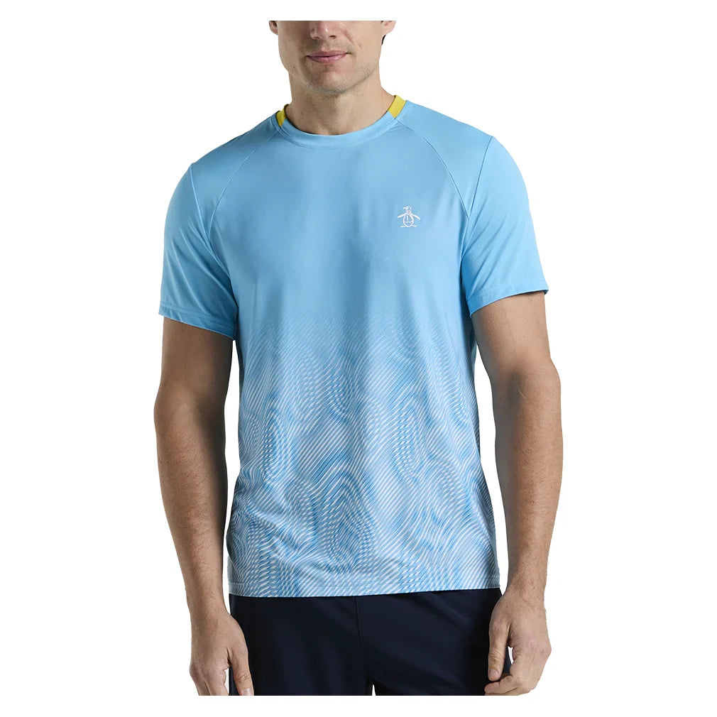 Men`s Performance Ombre Block Tennis Crew Blue Grotto PENGUIN S