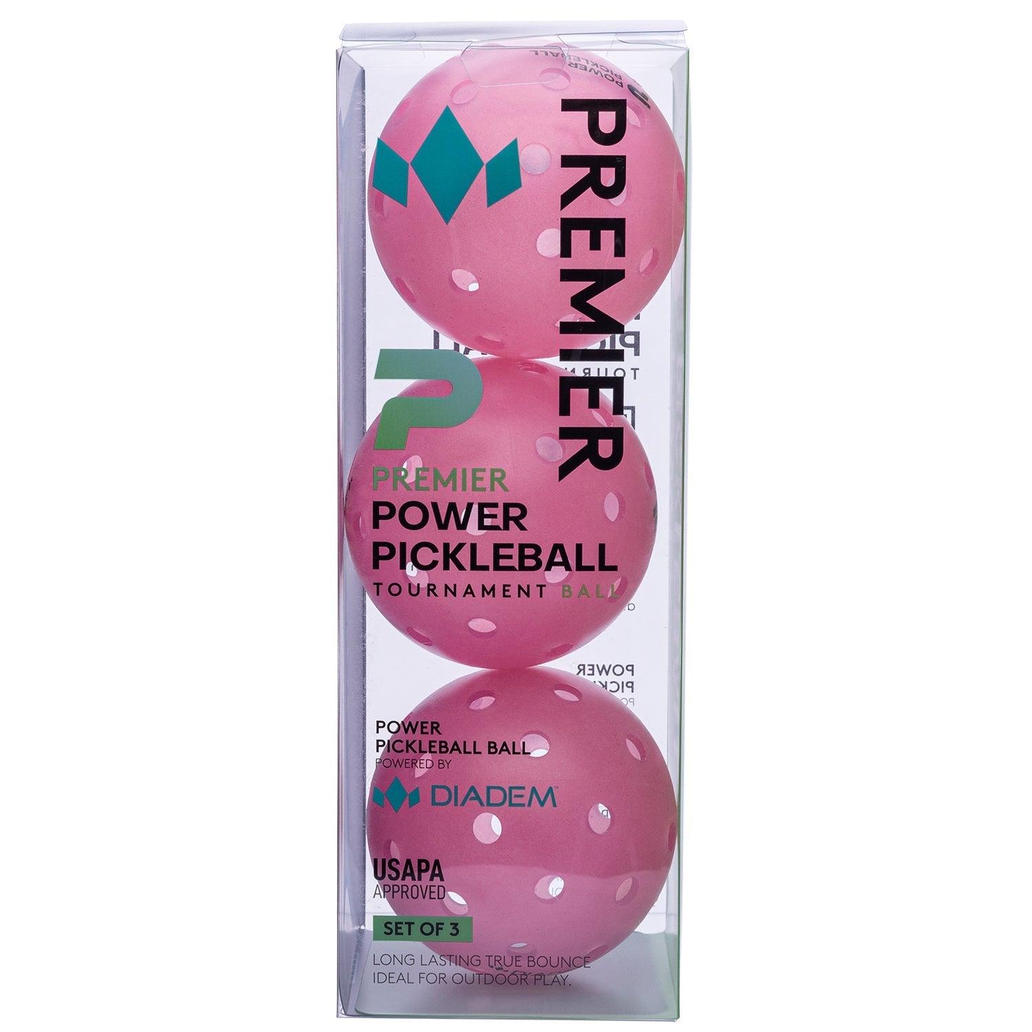 Power 3 Pack Pickleball Balls Pink Pickleballs DIADEM