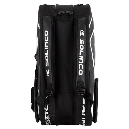 15-Pack Tour Team Tennis Racquet Bag White and Black with Green Zipper Lining Tournament Gear SOLINCO