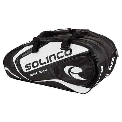 15-Pack Tour Team Tennis Racquet Bag White and Black with Black Zipper Lining Gifts SOLINCO