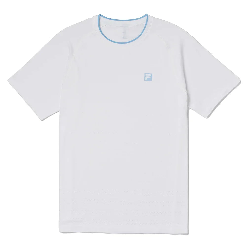 Men`s Center Court Ace Seamless Tennis Crew White and Skipper Blue FILA S