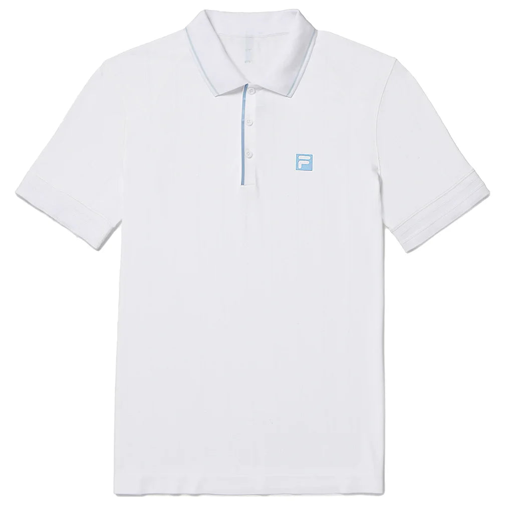 Men`s Center Court Ace Seamless Tennis Polo White and Skipper Blue FILA S
