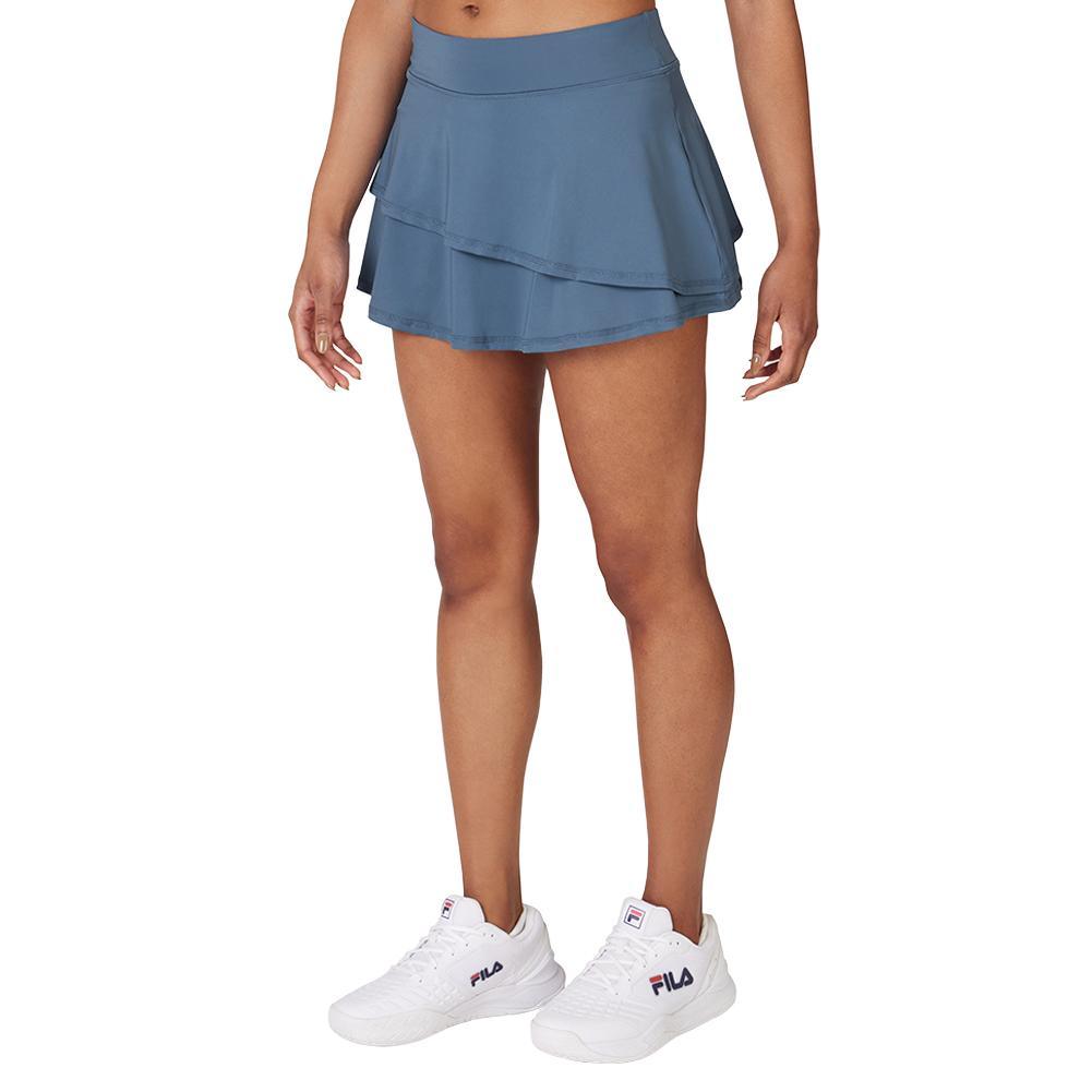 Women's Double Tier Court Tennis Skort Elemental Blue Womens Apparel FILA M