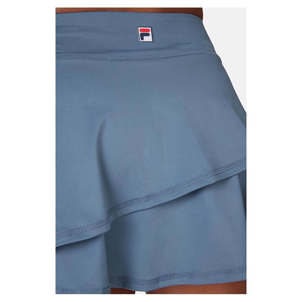Women's Double Tier Court Tennis Skort Elemental Blue Womens Apparel FILA