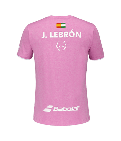T shirt Babolat Crew Neck Pink Logo White 2025 Juan Lebrón Padel Clothes Babolat
