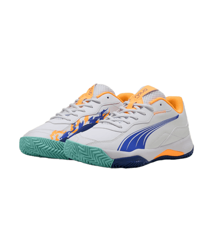 Puma Nova Smash White-Blue-Heat Fire-Black 2025 Padel Shoes Padel Shoes Puma